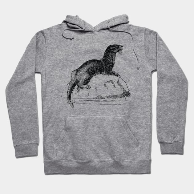 Otter Vintage Hand Drawn Hoodie by KC Happy Shop